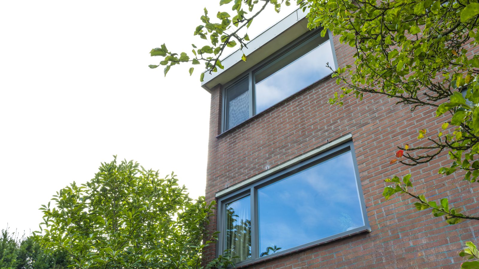 Afgewerkt kunststof kozijn met uitzicht op de tuin